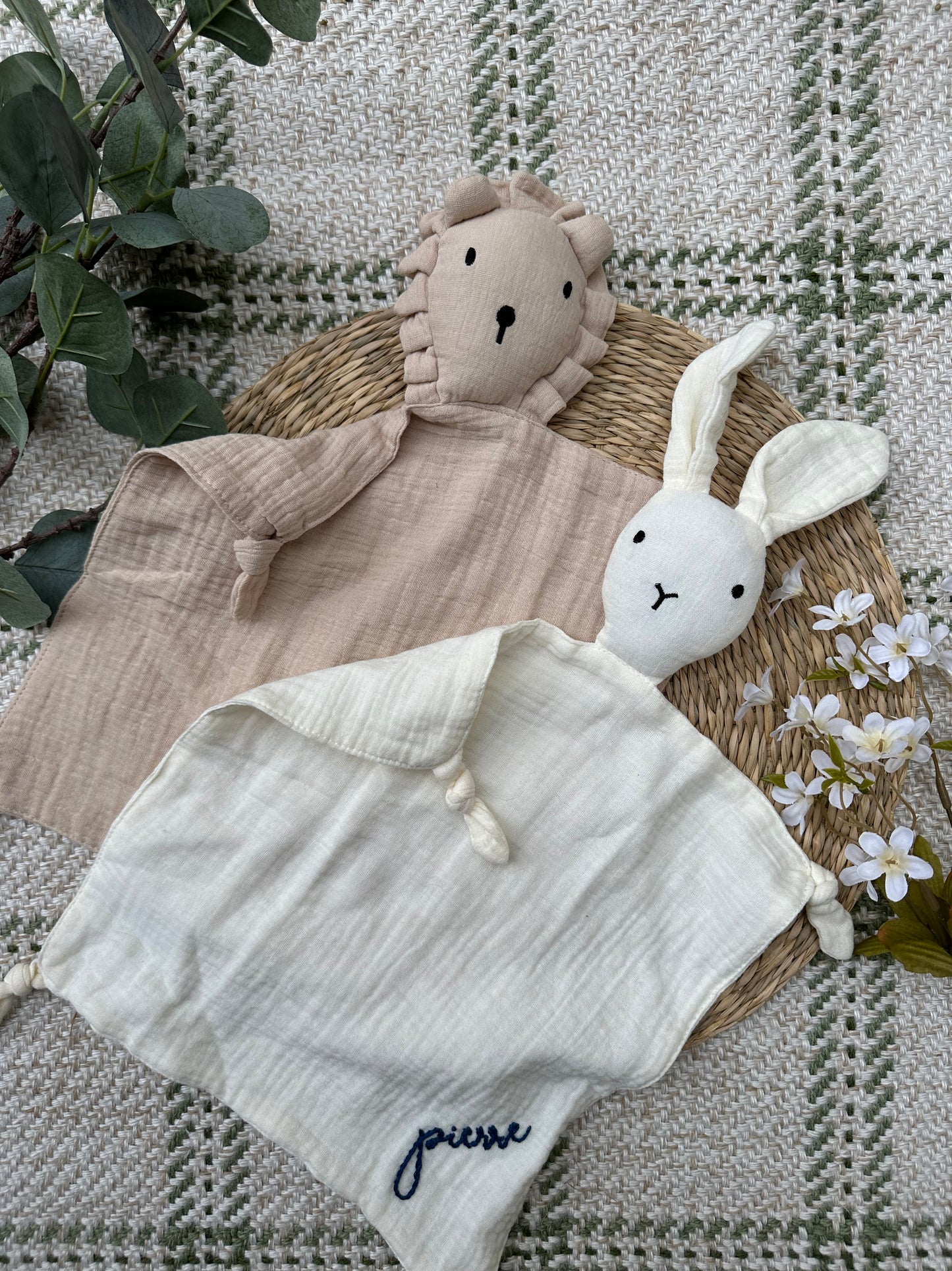 Custom Embroidered Name Muslin Lovey