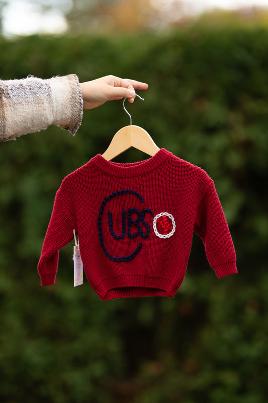 Baseball Sweater Cubs 3-6m (Ready to ship)