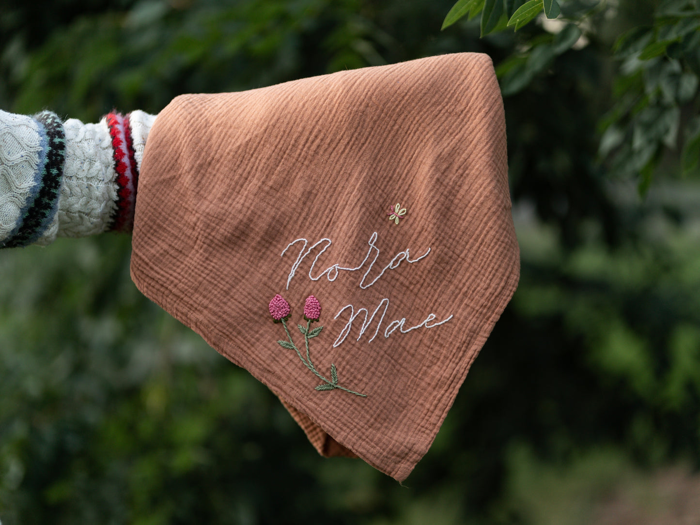 Custom Embroidered Name Muslin Swaddle