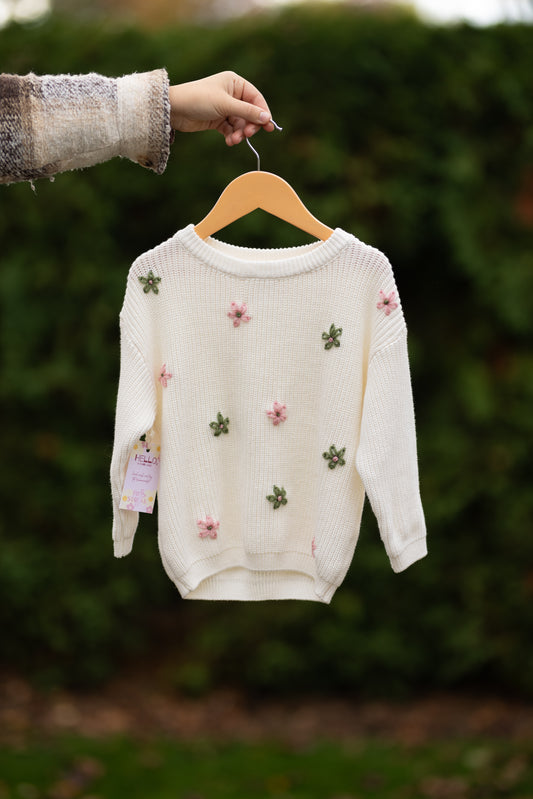 Flower Sweater 3-4T (Ready to ship)